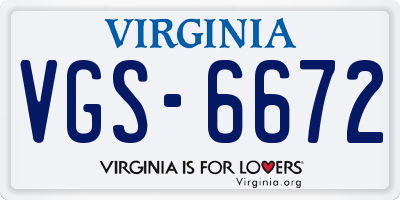 VA license plate VGS6672