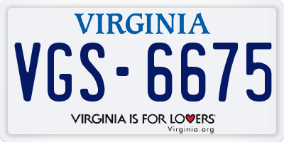 VA license plate VGS6675