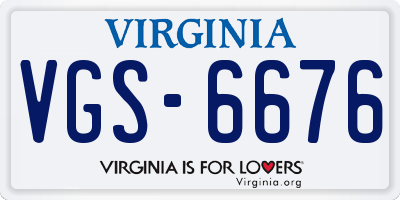 VA license plate VGS6676