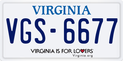 VA license plate VGS6677