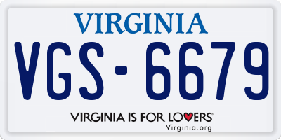 VA license plate VGS6679