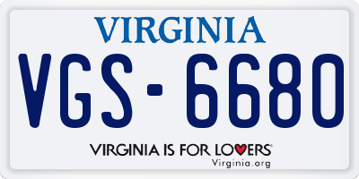 VA license plate VGS6680