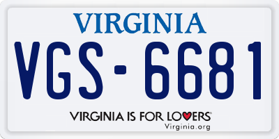 VA license plate VGS6681