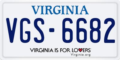 VA license plate VGS6682