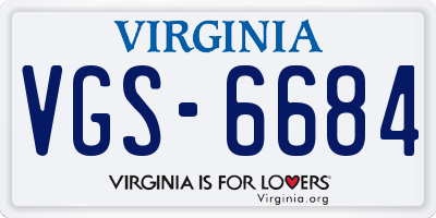 VA license plate VGS6684