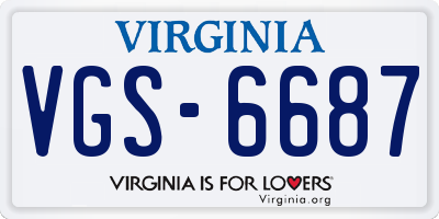 VA license plate VGS6687