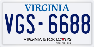 VA license plate VGS6688