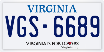 VA license plate VGS6689