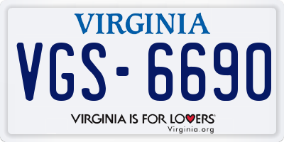 VA license plate VGS6690