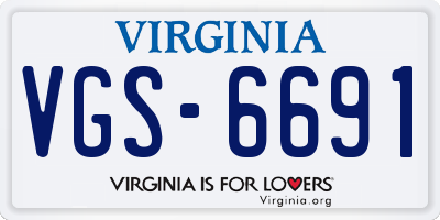 VA license plate VGS6691
