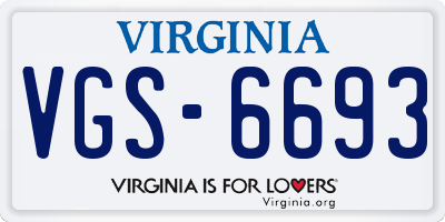 VA license plate VGS6693