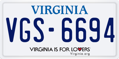 VA license plate VGS6694