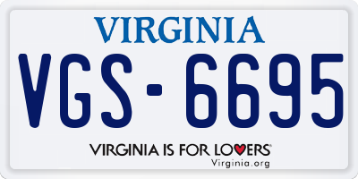 VA license plate VGS6695