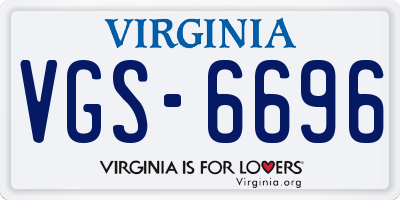VA license plate VGS6696