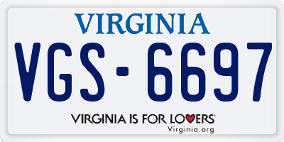 VA license plate VGS6697