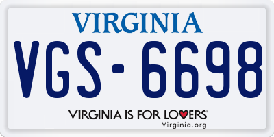 VA license plate VGS6698