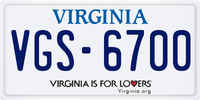 VA license plate VGS6700