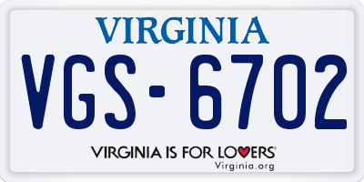 VA license plate VGS6702
