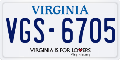 VA license plate VGS6705