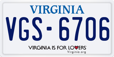 VA license plate VGS6706
