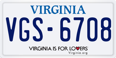 VA license plate VGS6708