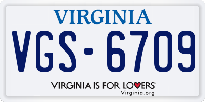 VA license plate VGS6709