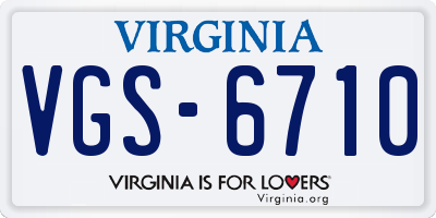 VA license plate VGS6710