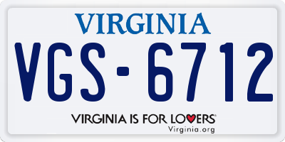 VA license plate VGS6712