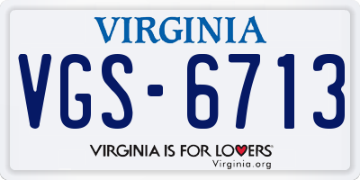 VA license plate VGS6713