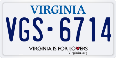 VA license plate VGS6714