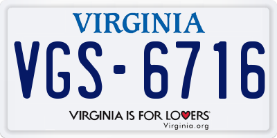 VA license plate VGS6716