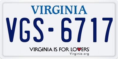 VA license plate VGS6717