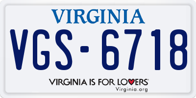 VA license plate VGS6718