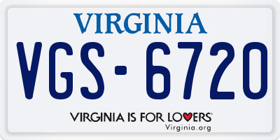 VA license plate VGS6720