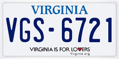 VA license plate VGS6721