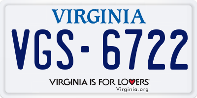 VA license plate VGS6722
