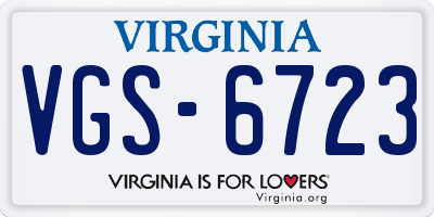 VA license plate VGS6723
