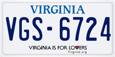 VA license plate VGS6724