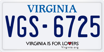 VA license plate VGS6725