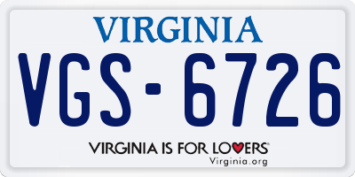 VA license plate VGS6726