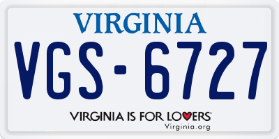 VA license plate VGS6727