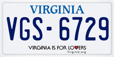 VA license plate VGS6729
