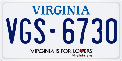 VA license plate VGS6730