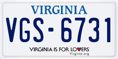 VA license plate VGS6731