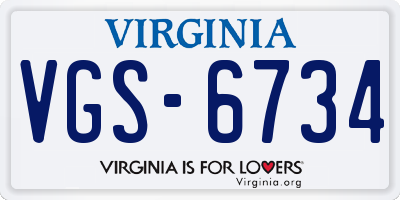 VA license plate VGS6734