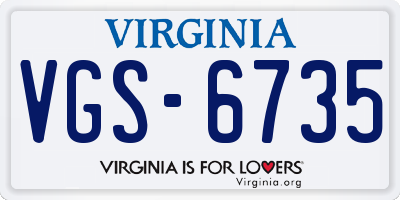 VA license plate VGS6735