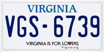 VA license plate VGS6739