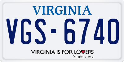 VA license plate VGS6740