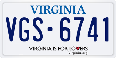VA license plate VGS6741
