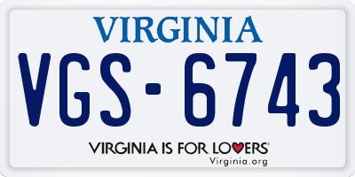 VA license plate VGS6743